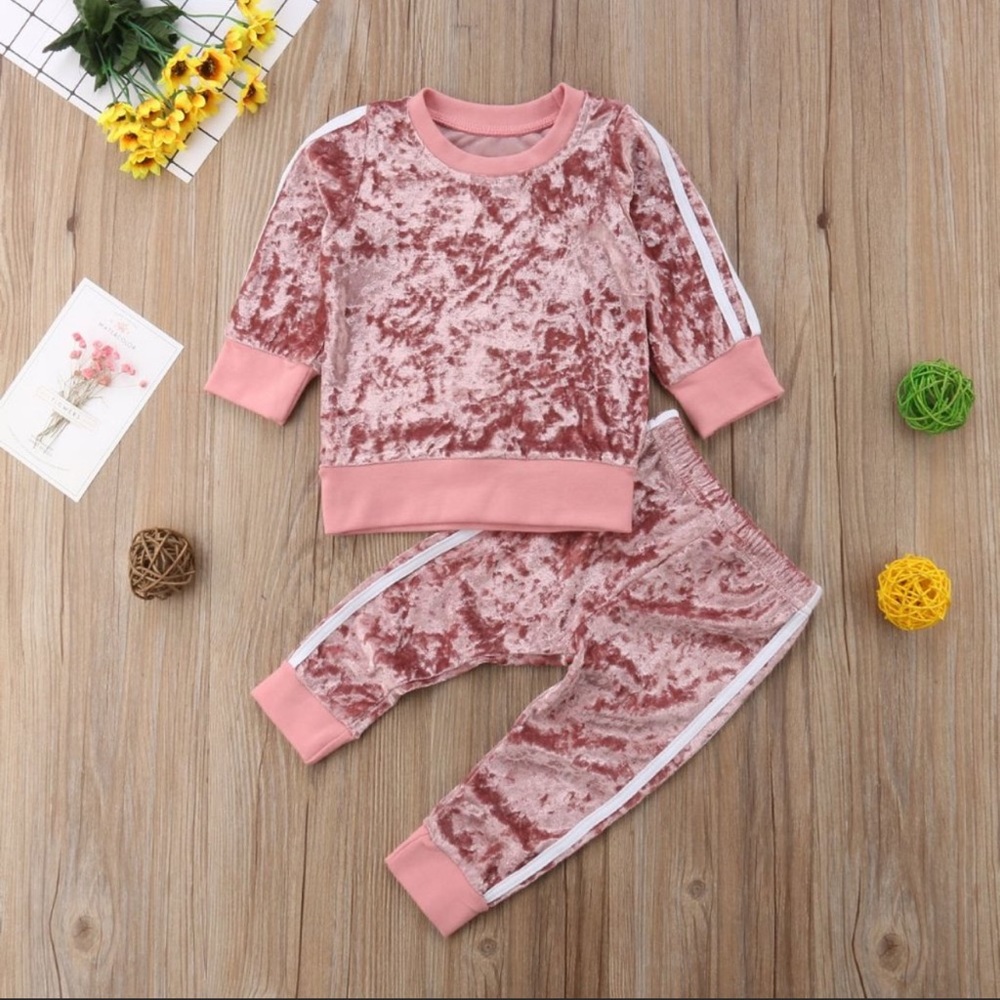 Baby Pink Velvet Tracksuit